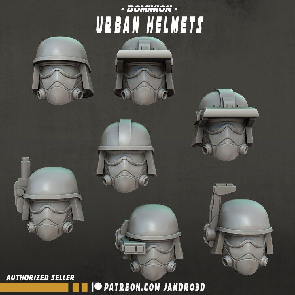 6 x Outsiders Urban Security Agents helmets -Star Wars Legion compatible