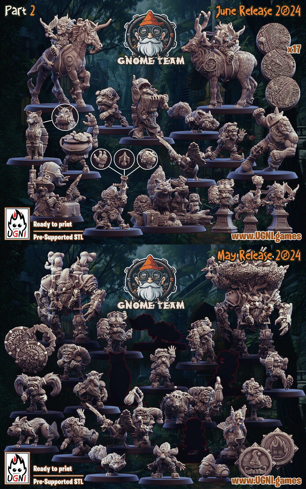 Pt1 & Pt2 Gnome Fantasy Football Team - Full Set UGNI