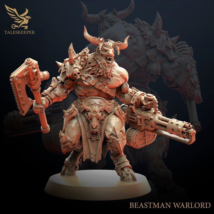 BEASTMAN WARLORD proxy Grimdark , OPR , Sci-Fi, Fantasy compatible TalesKeeper