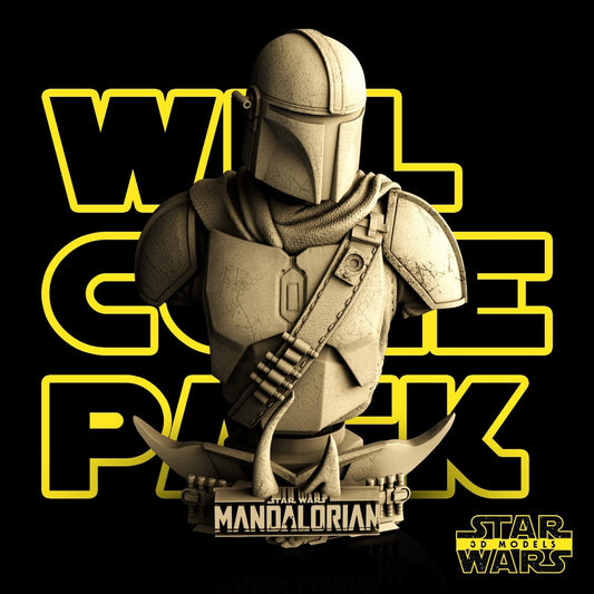 Mandalorian Star Wars themed 3D Bust Sculpture by SW3D