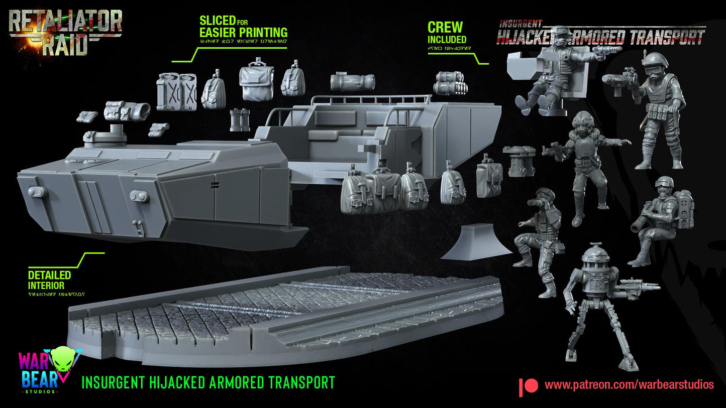 Insurgent (rebel) hijacked armored transport star wars legion rpg shatterpoint compatible warbear