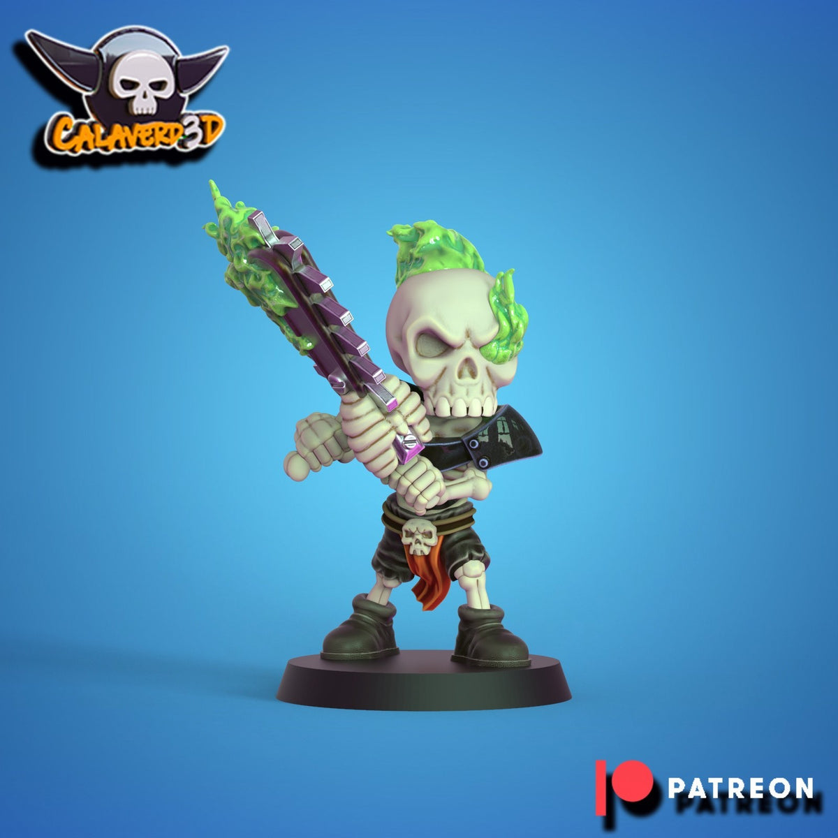 Chibi Skeleton Chainsaw Star Player #43 - Undead Fantasy Football proxy Calaverd