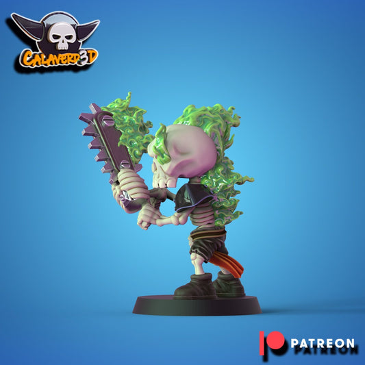 Chibi Skeleton Chainsaw Star Player #43 - Undead Fantasy Football proxy Calaverd