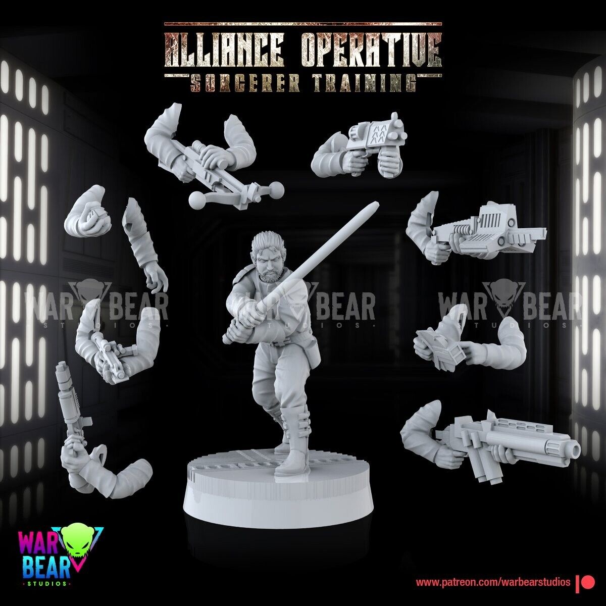 Jedi Kyle w/Multi weapons Star Wars RPG Legion Shatterpoint compatible War Bear