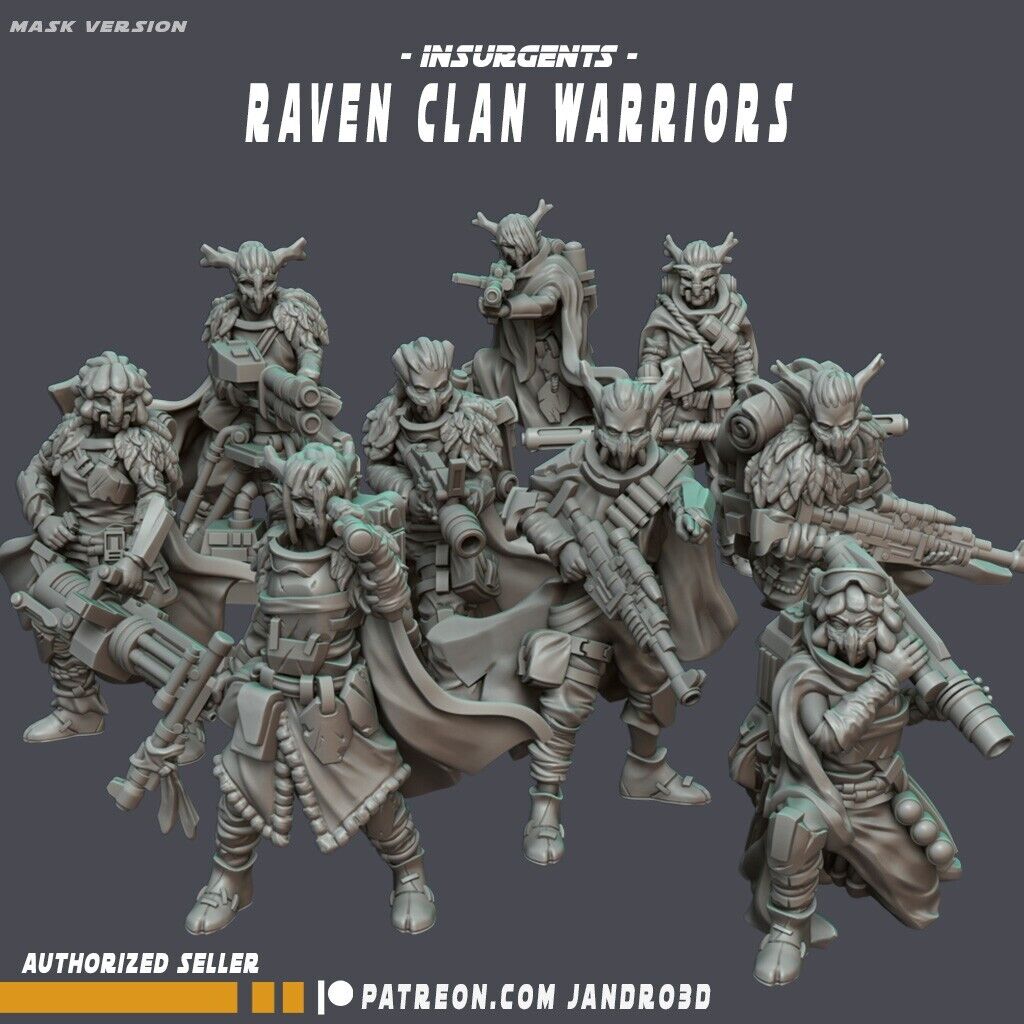 9 x  Insurgents Raven Clan Warriors -Star Wars Legion compatible Jandro3D