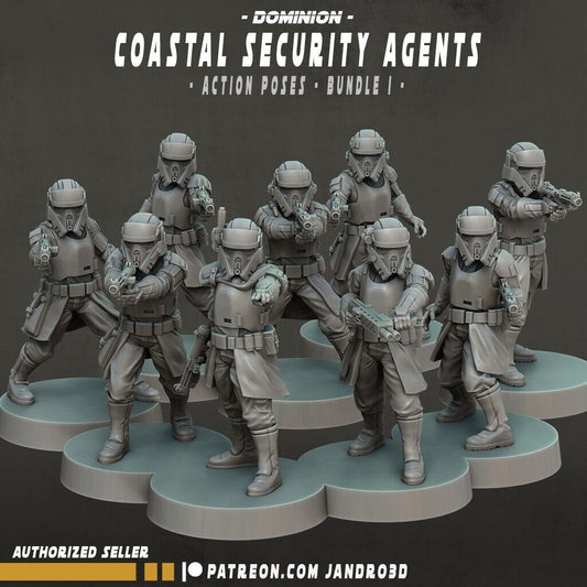 9 x Outsiders Coastal Security Agents / Troopers - Star Wars Legion compatible