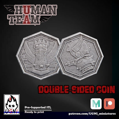 Human Team Coins (2) & Token set - Fantasy Football - Ugni