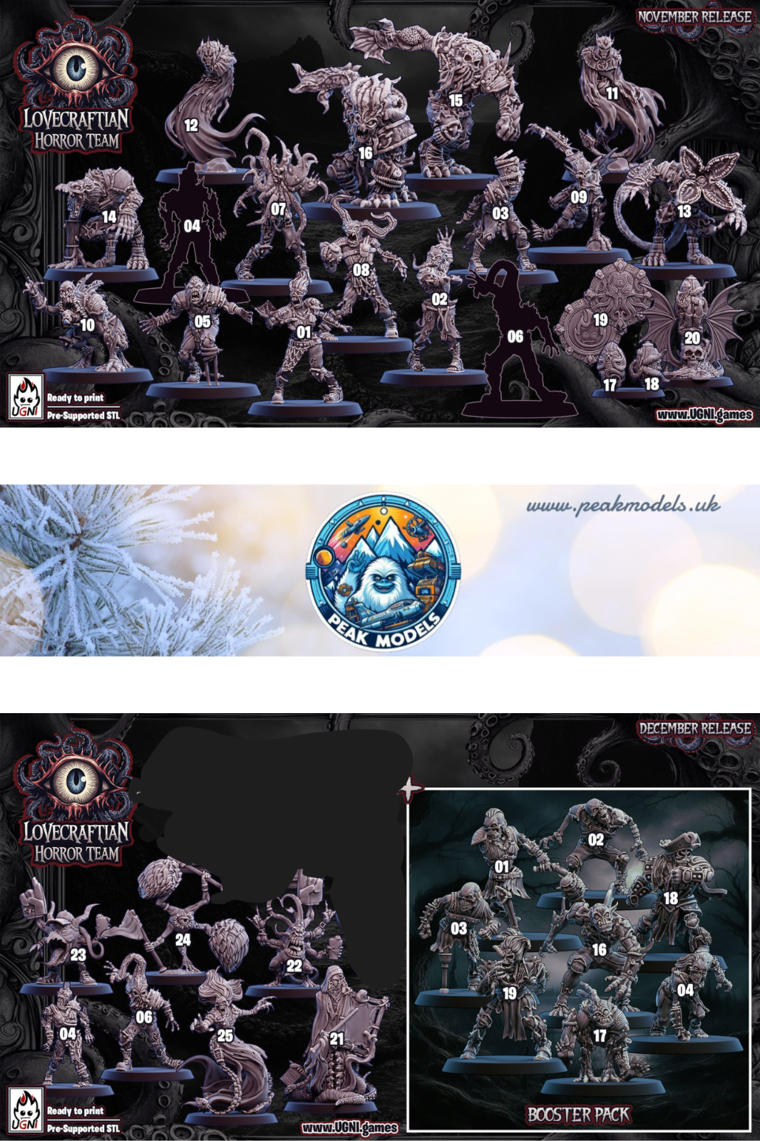 Horror / Undead 'Lovecraftian Horror  Fantasy Football Team + Support staff UGNI