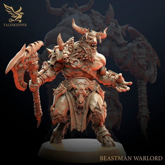 BEASTMAN WARLORD proxy Grimdark , OPR , Sci-Fi, Fantasy compatible TalesKeeper