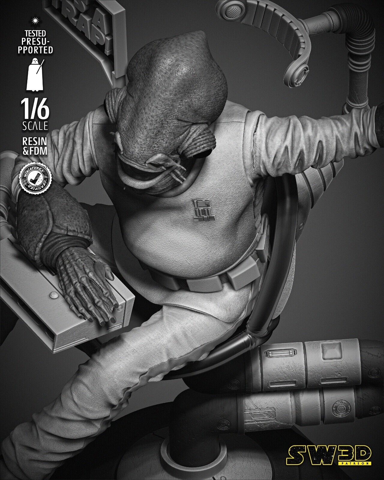 Admiral Ackbar "Its a Trap!" Star Wars themed 3D Bust Sculpture by SW3D