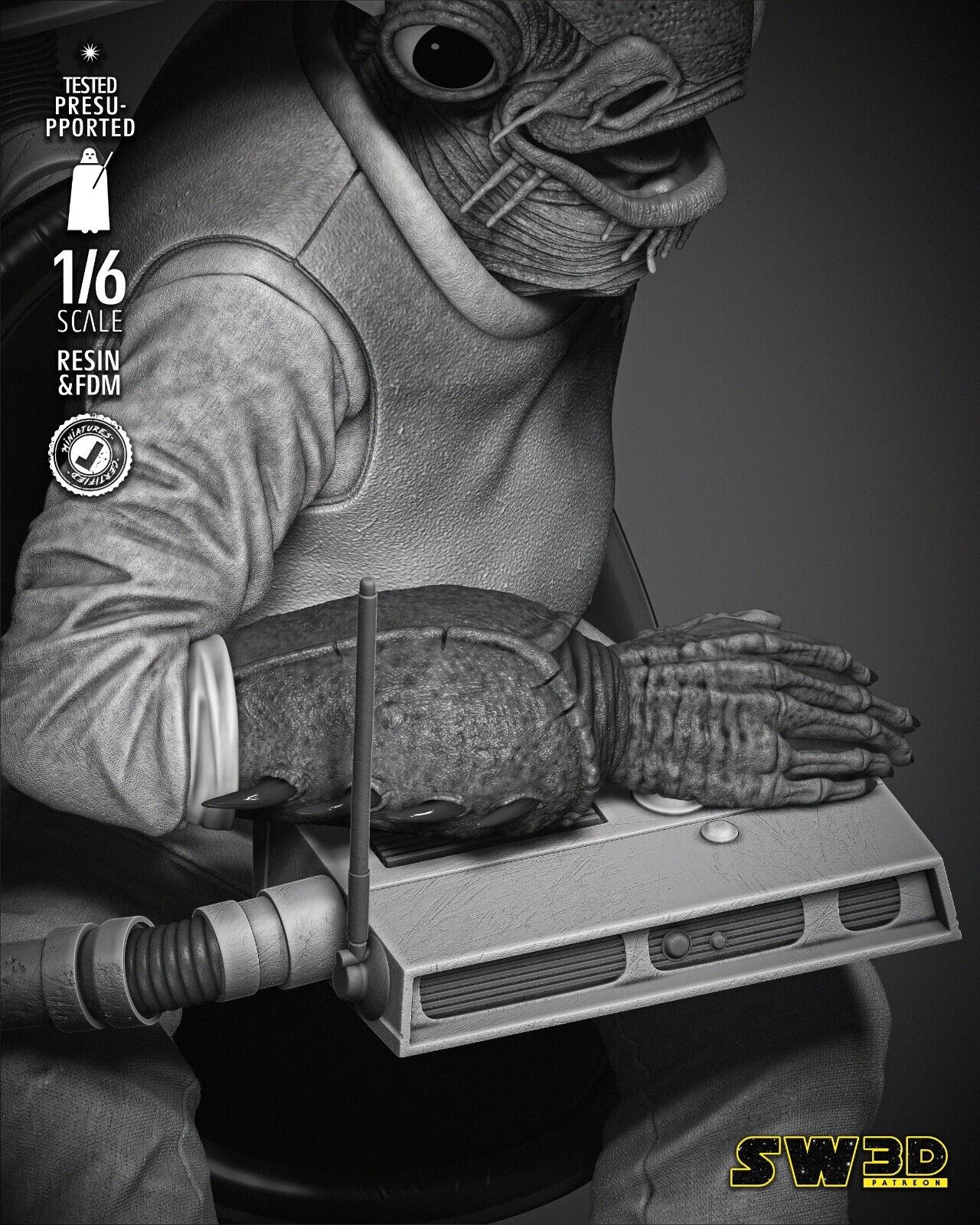 Admiral Ackbar "Its a Trap!" Star Wars themed 3D Bust Sculpture by SW3D