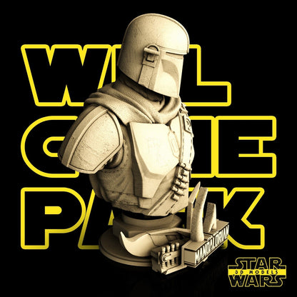 Mandalorian Star Wars themed 3D Bust Sculpture by SW3D