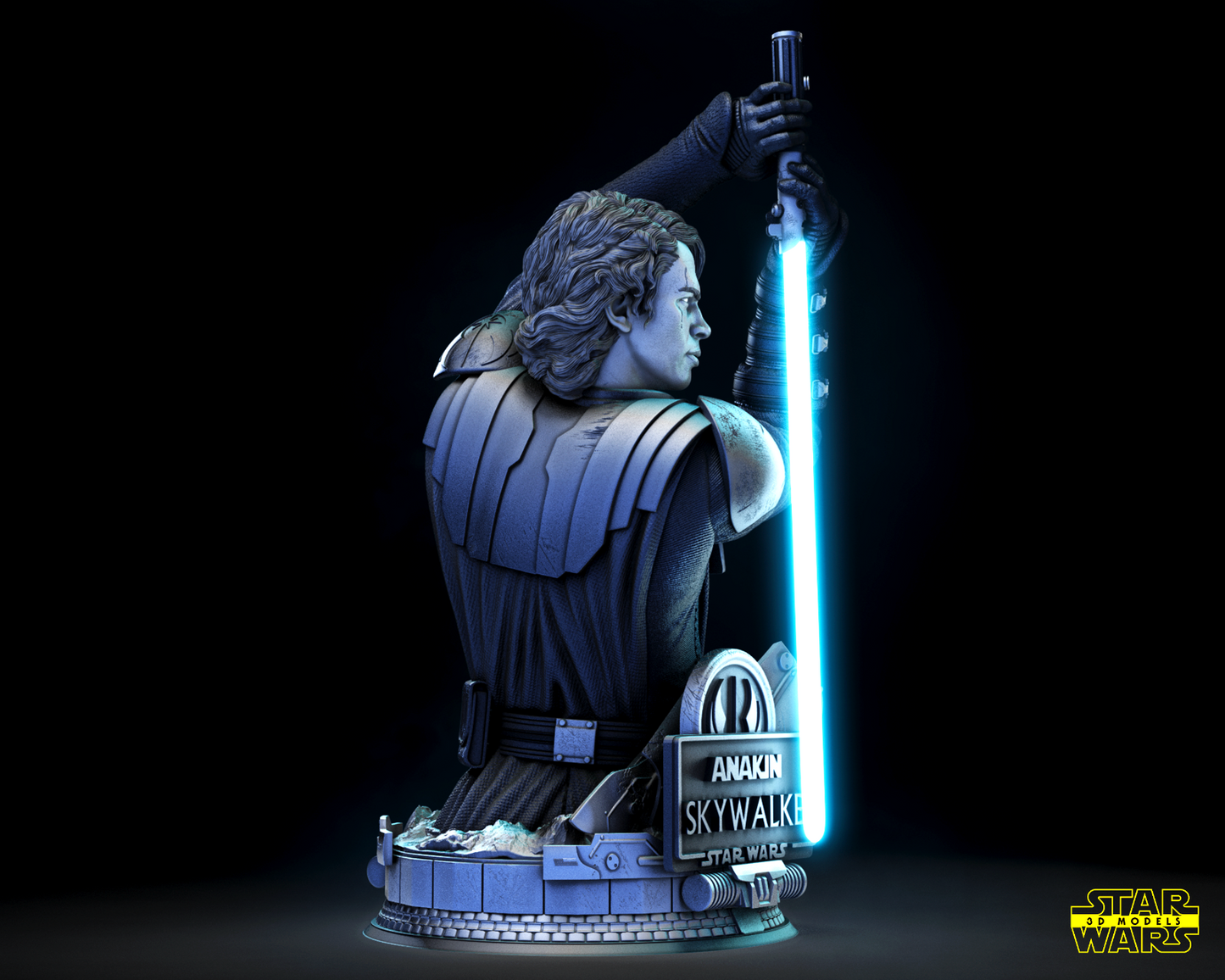 Anakin Skywalker Star Wars themed 3D Bust Sculpture by SW3D