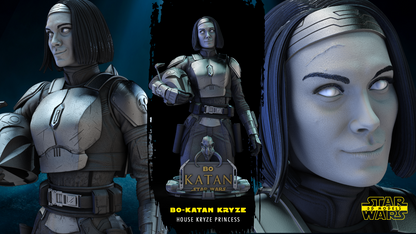 Bo-katan cryze Star Wars themed 3D Bust Sculpture by SW3D