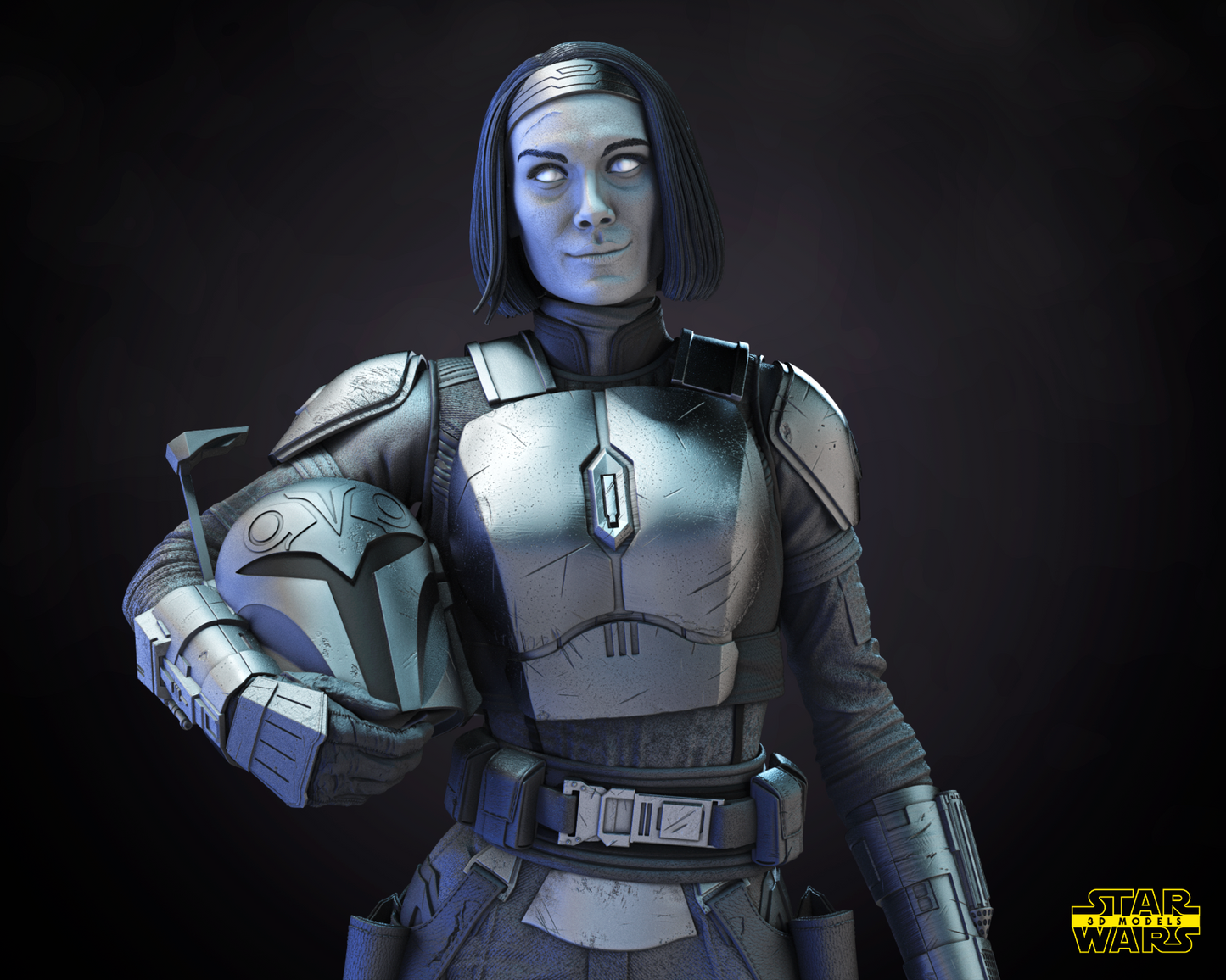 Bo-katan cryze Star Wars themed 3D Bust Sculpture by SW3D