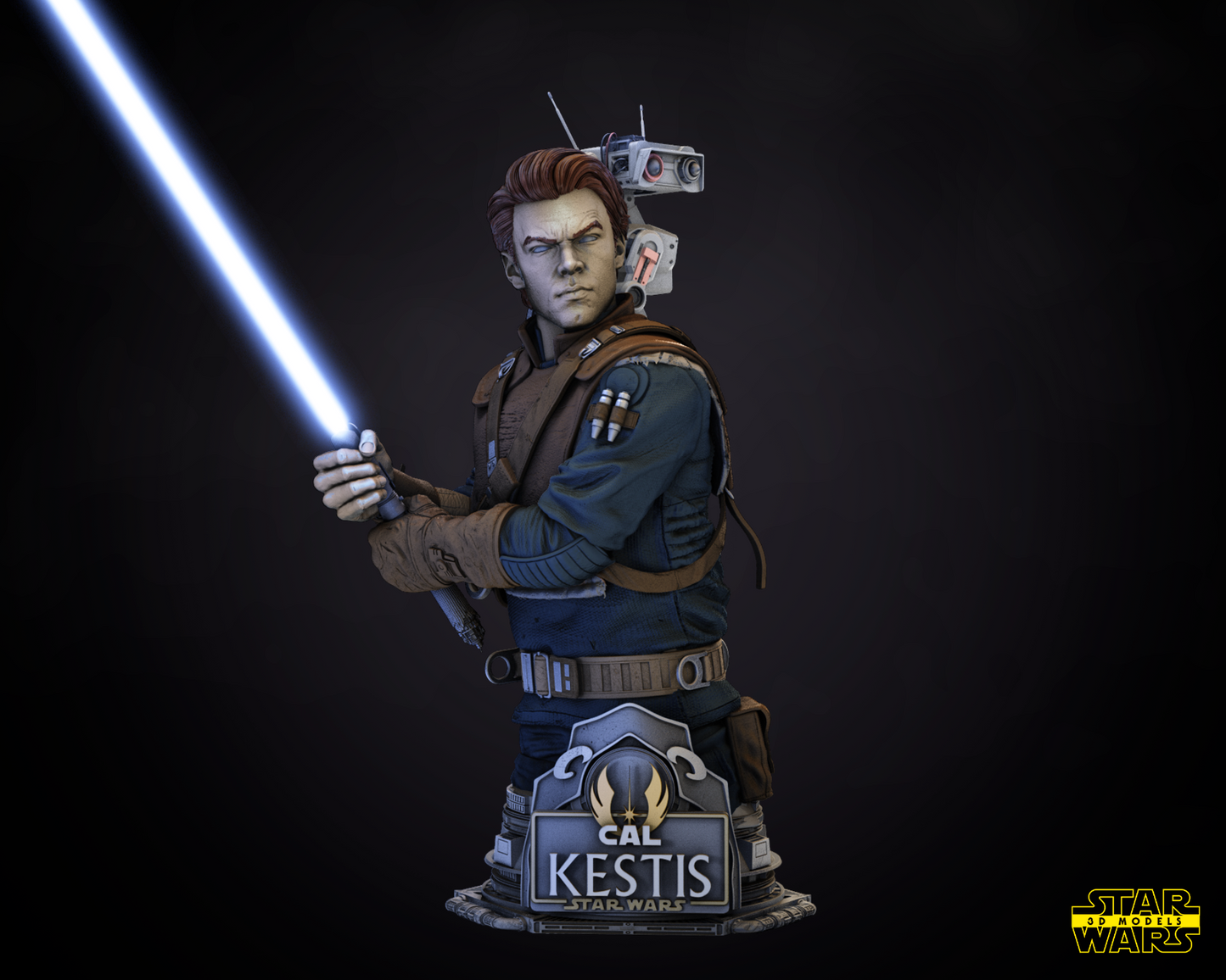 Cal kestis Star Wars themed 3D Bust Sculpture by SW3D