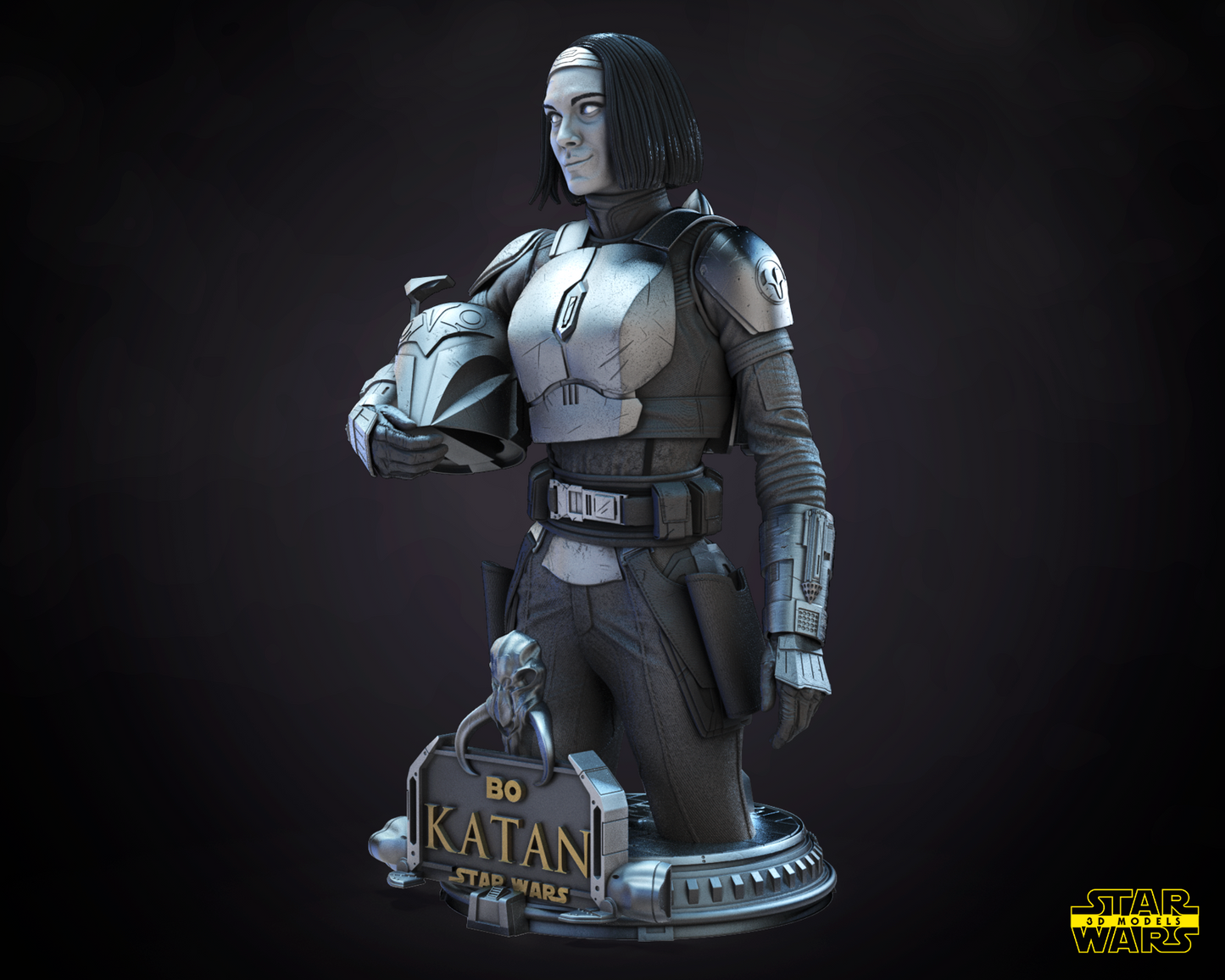 Bo-katan cryze Star Wars themed 3D Bust Sculpture by SW3D