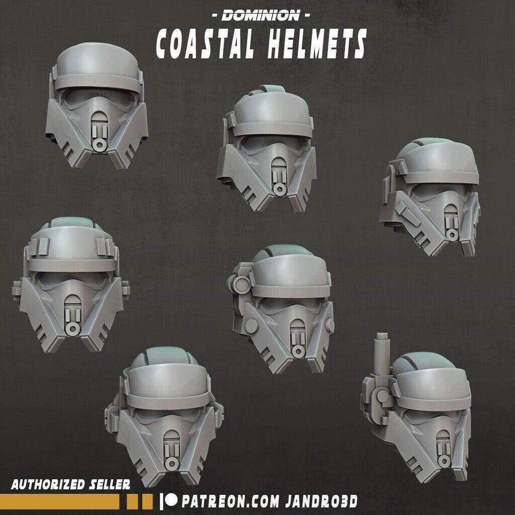 6 x Outsiders Coastal Security Agents helmets  -Star Wars Legion compatible