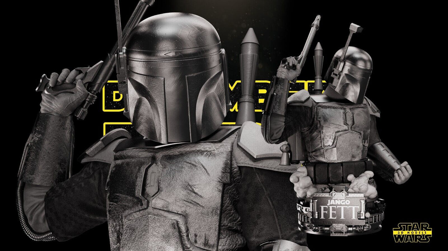 Jango Fett Star Wars themed 3D Bust Sculpture by SW3D