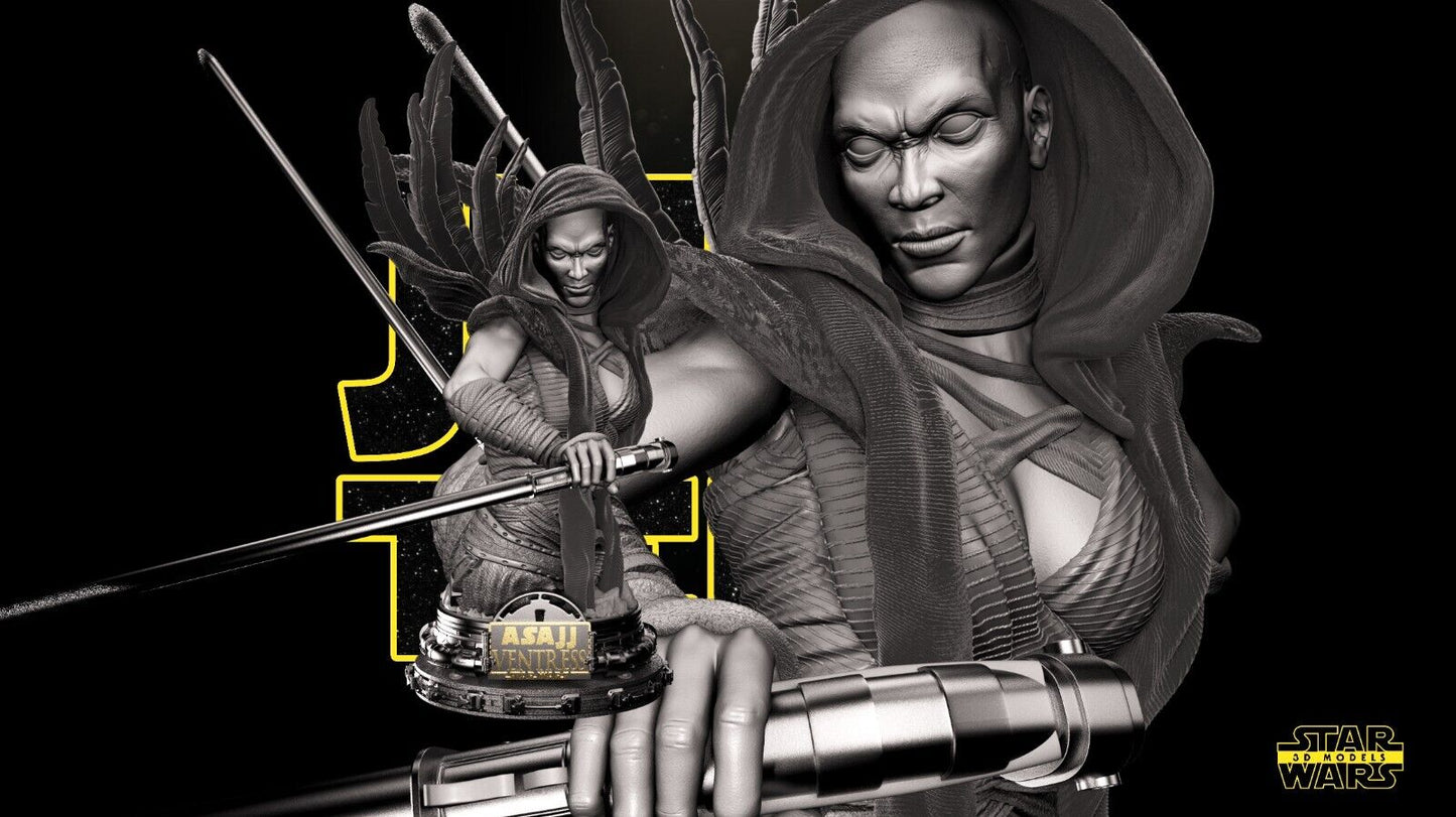 Asajj Ventress Star Wars themed 3D Bust Sculpture by SW3D