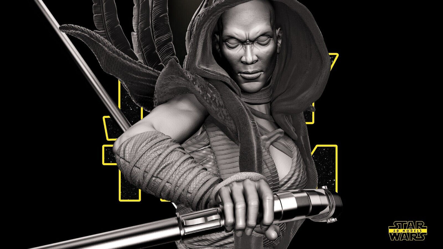 Asajj Ventress Star Wars themed 3D Bust Sculpture by SW3D