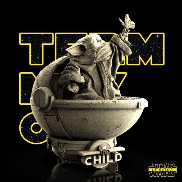 Grogu (Baby Yoda) Star Wars themed 3D Bust Sculpture by SW3D