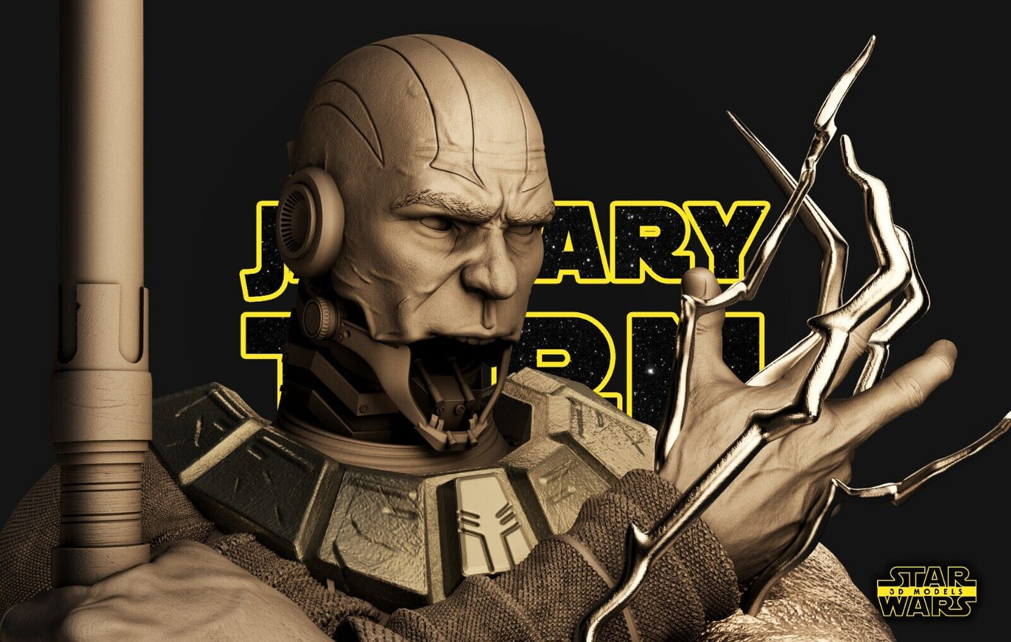 Darth Malak Star Wars themed 3D Bust Sculpture by SW3D