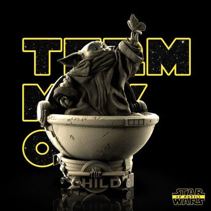 Grogu (Baby Yoda) Star Wars themed 3D Bust Sculpture by SW3D