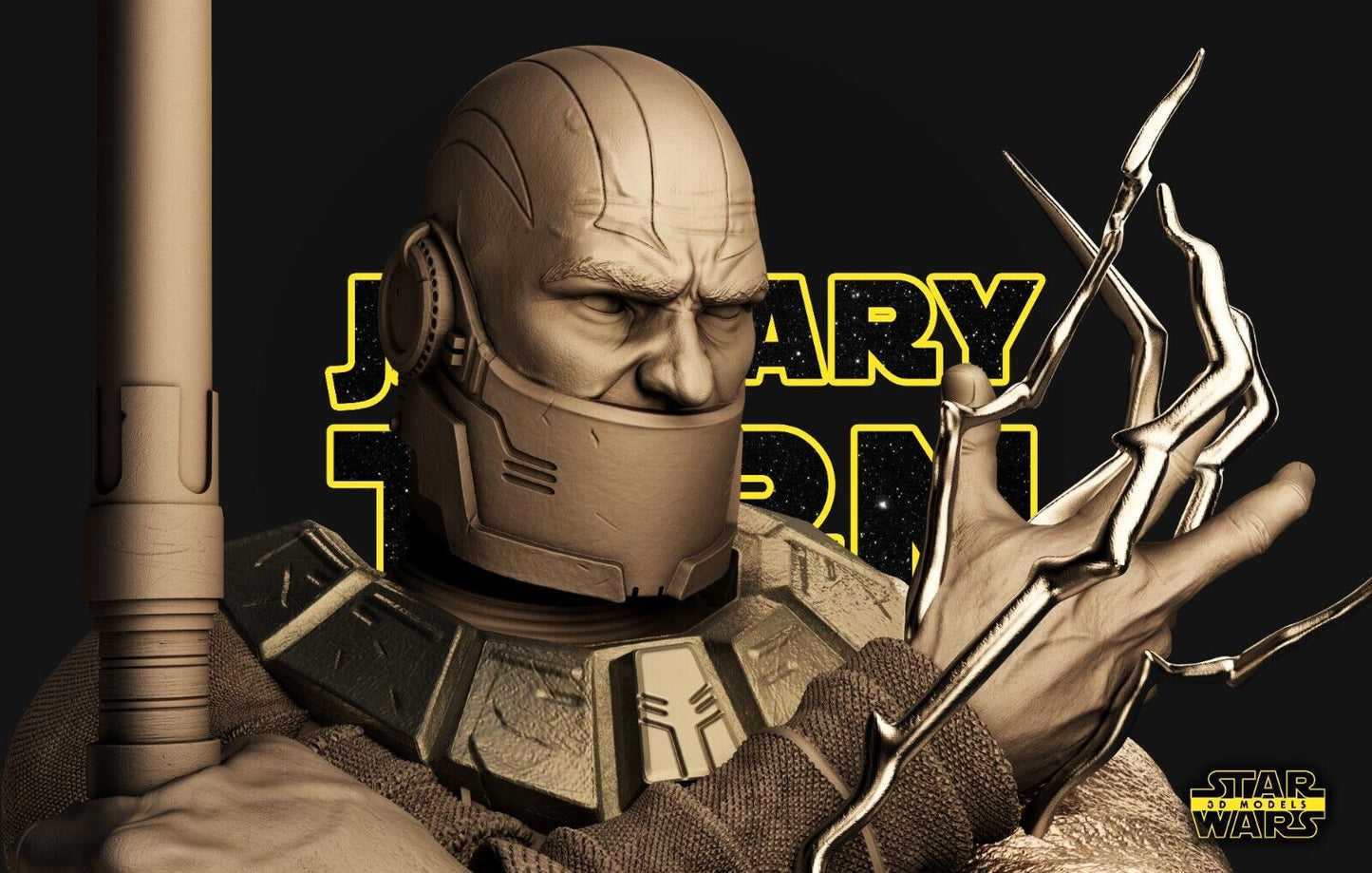 Darth Malak Star Wars themed 3D Bust Sculpture by SW3D