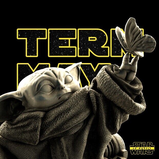 Grogu (Baby Yoda) Star Wars themed 3D Bust Sculpture by SW3D