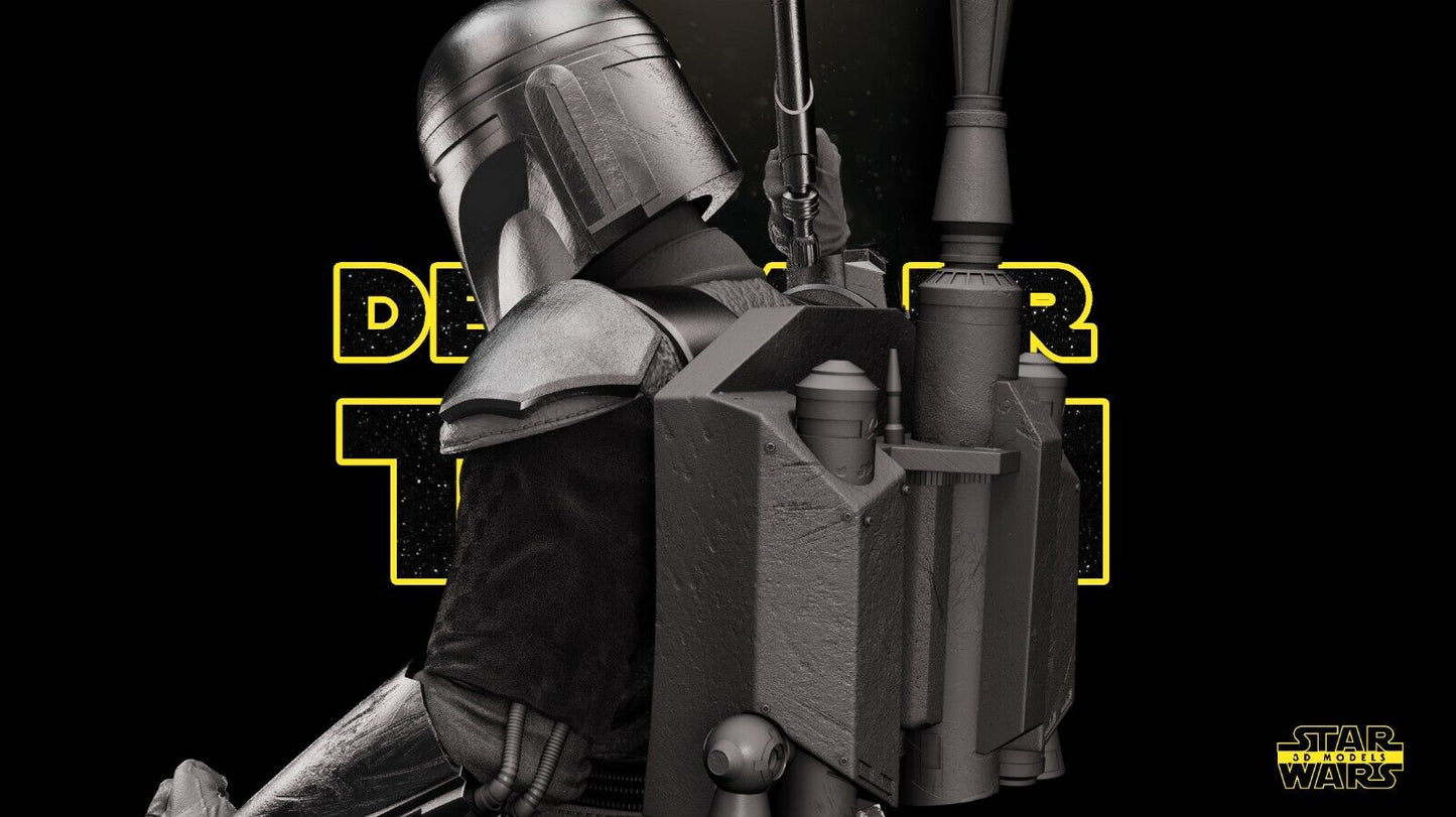 Jango Fett Star Wars themed 3D Bust Sculpture by SW3D