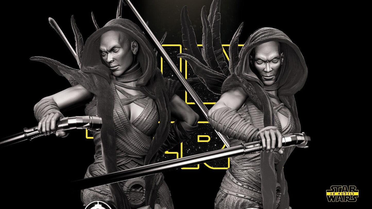 Asajj Ventress Star Wars themed 3D Bust Sculpture by SW3D