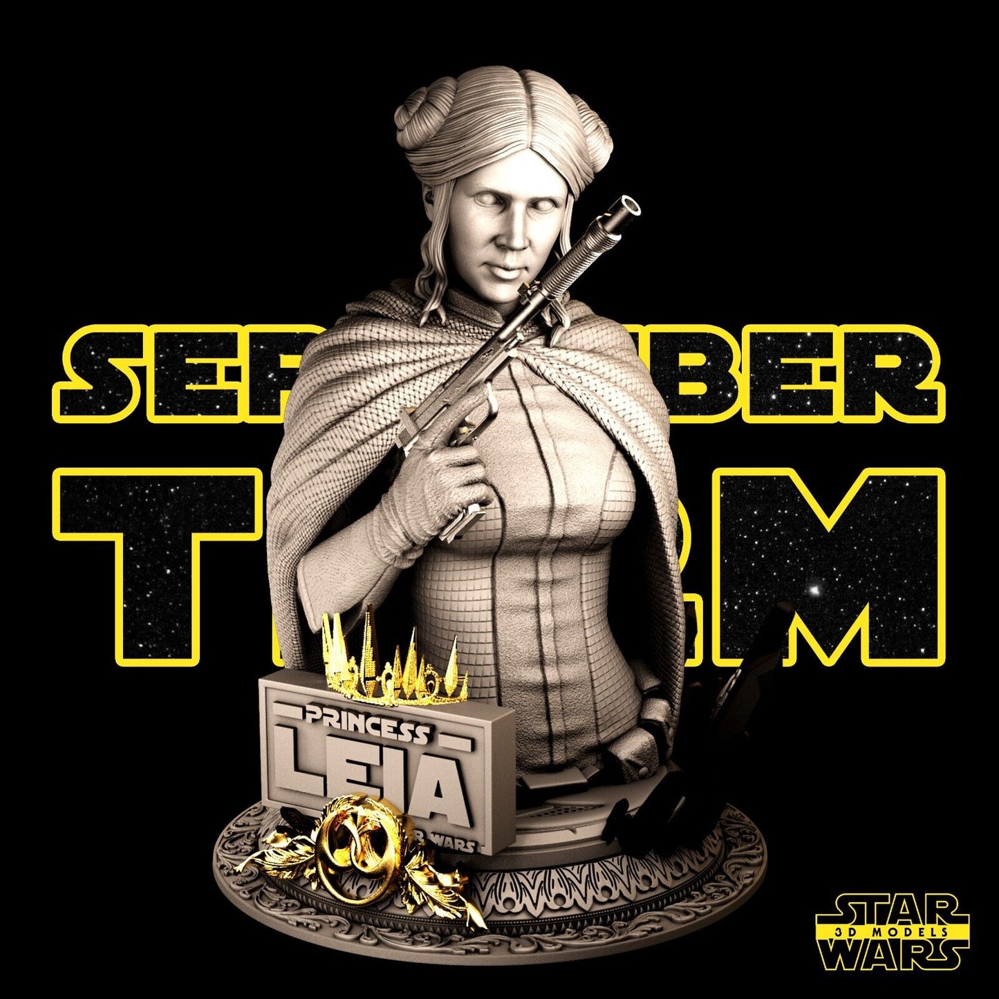 Princess Leia Star Wars themed 3D Bust Sculpture by SW3D