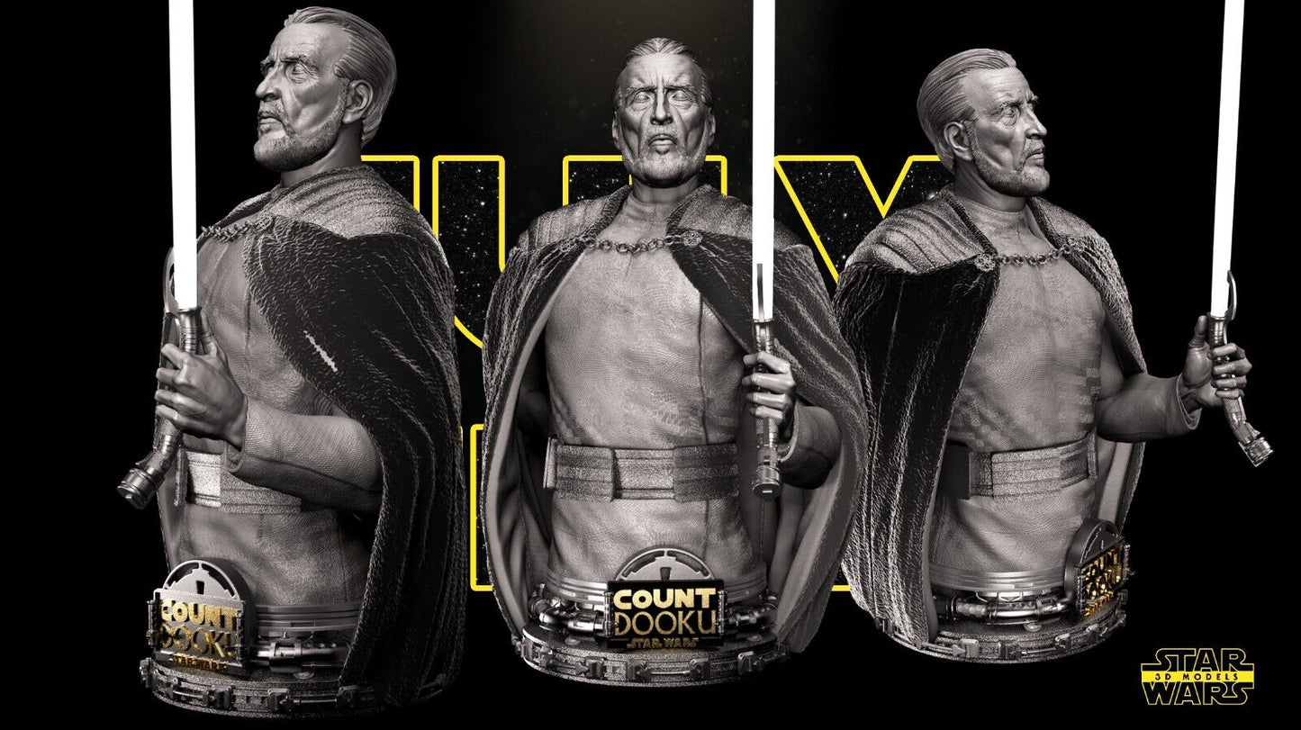 Count Dooku Star Wars themed 3D Bust Sculpture by SW3D
