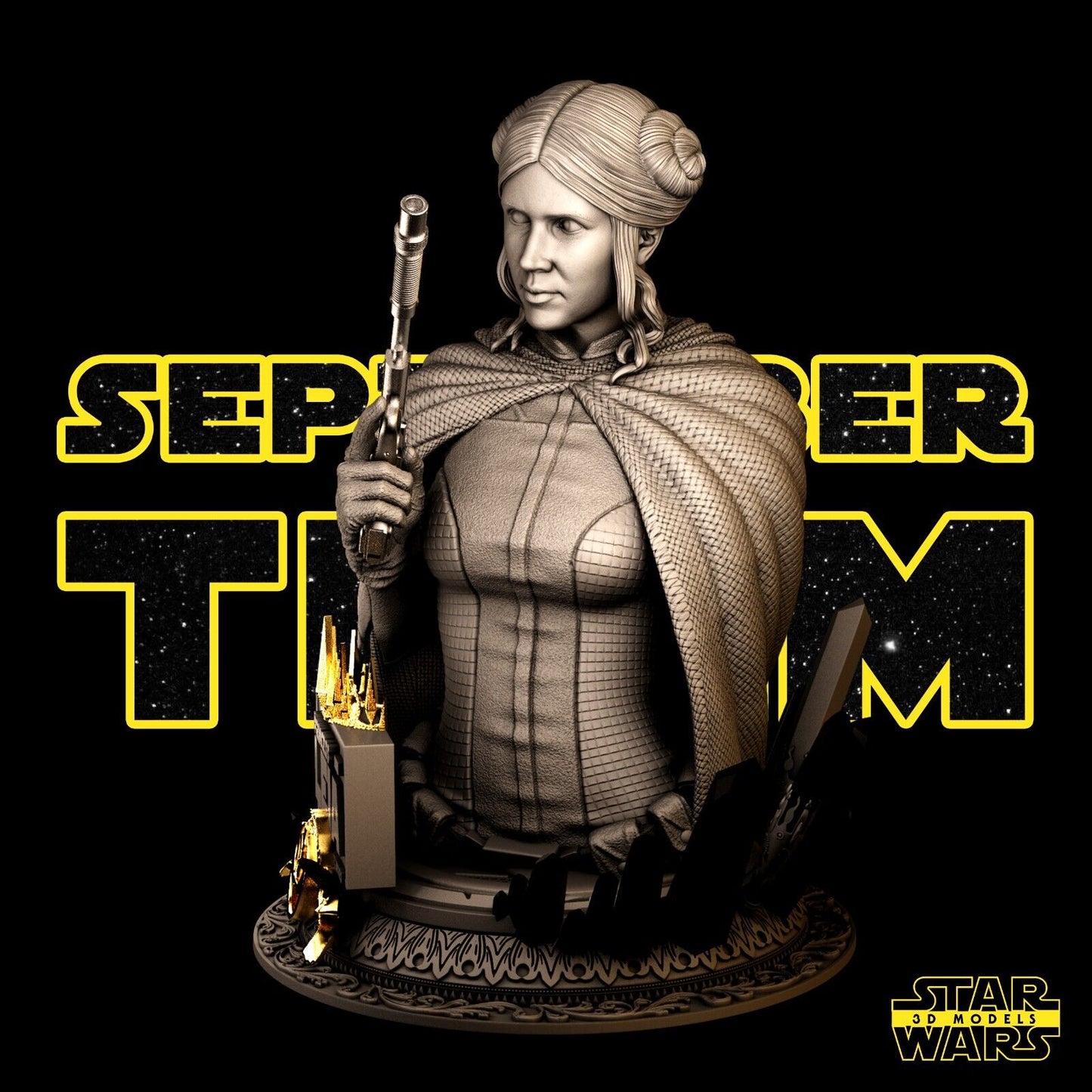 Princess Leia Star Wars themed 3D Bust Sculpture by SW3D