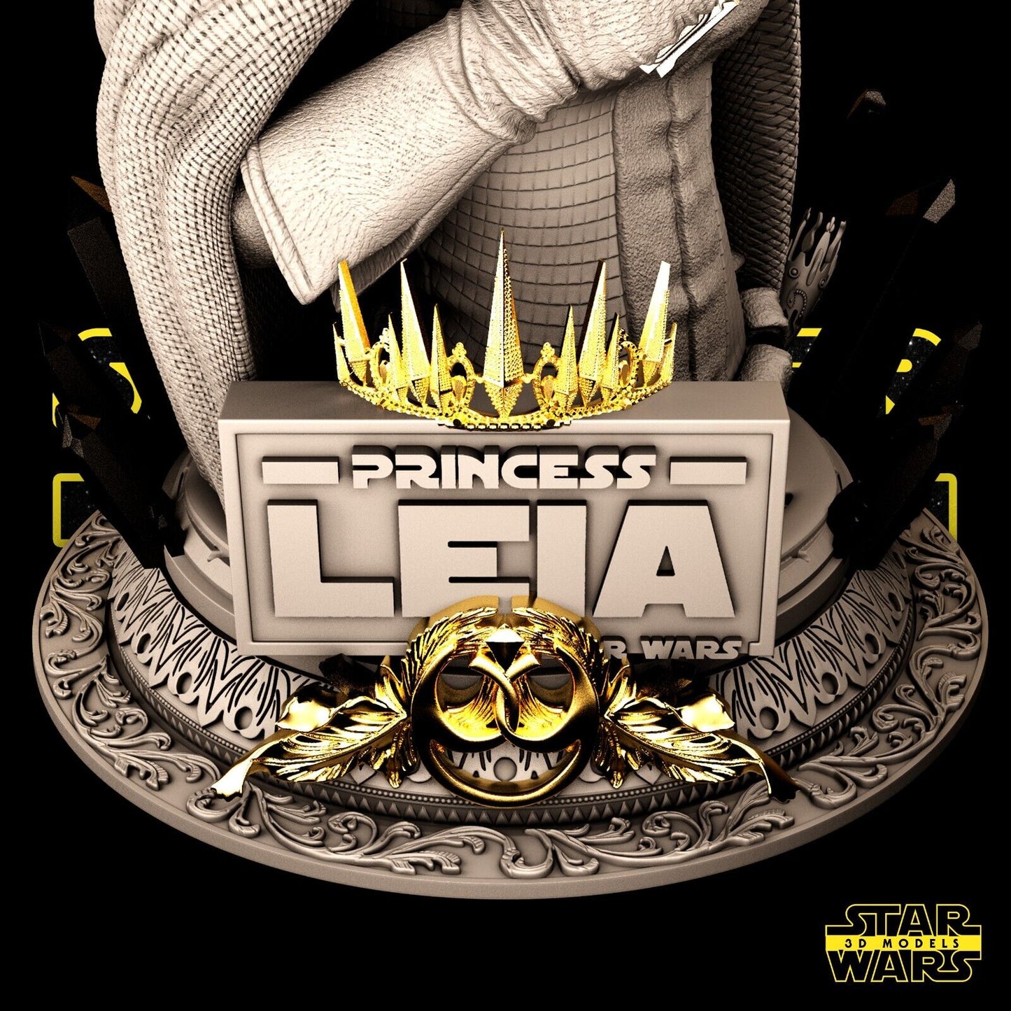 Princess Leia Star Wars themed 3D Bust Sculpture by SW3D