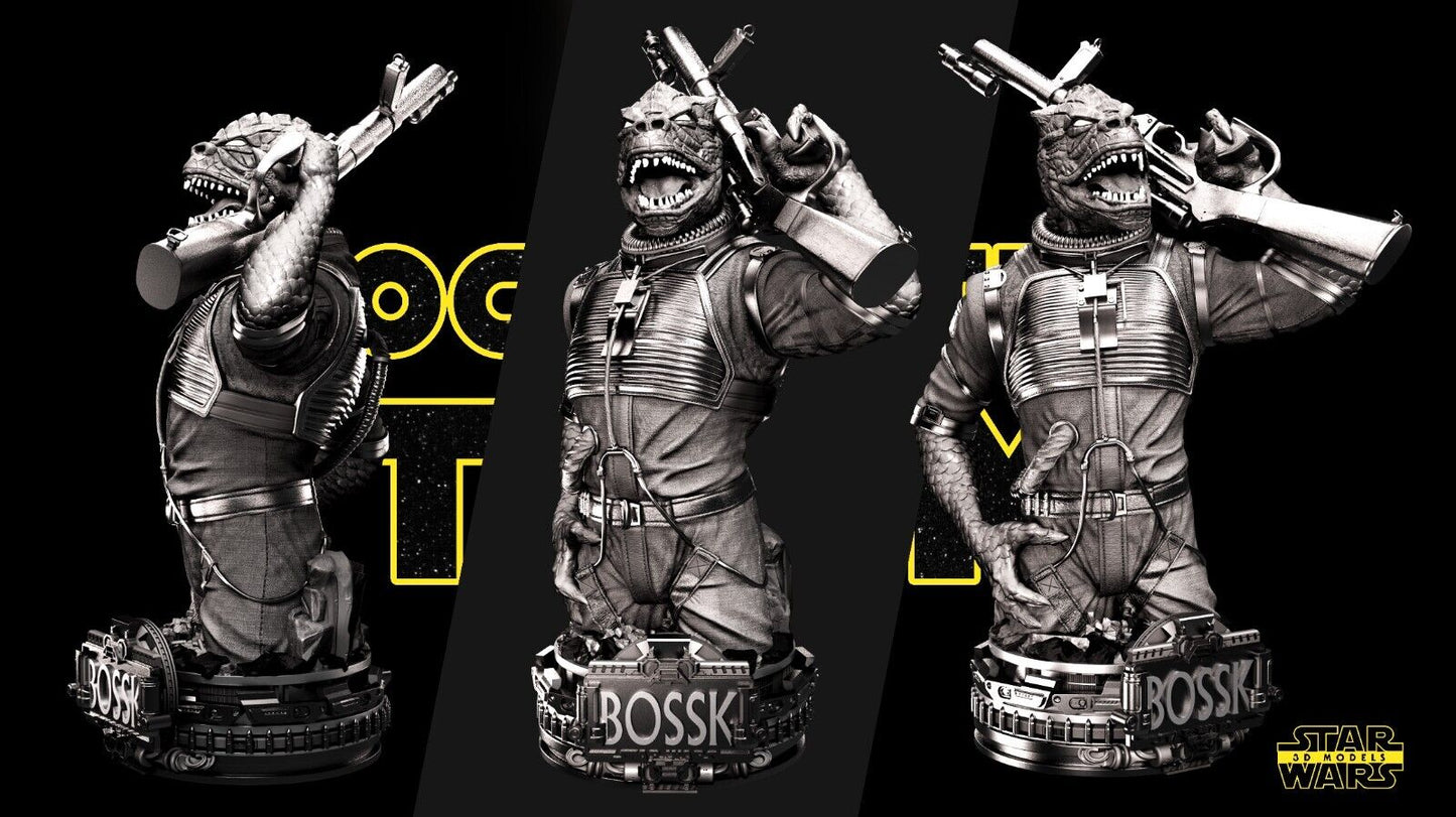 Bossk Star Wars themed 3D Bust Sculpture by SW3D