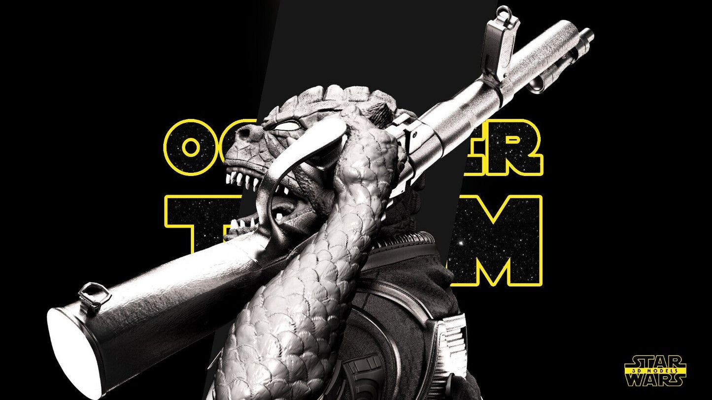 Bossk Star Wars themed 3D Bust Sculpture by SW3D