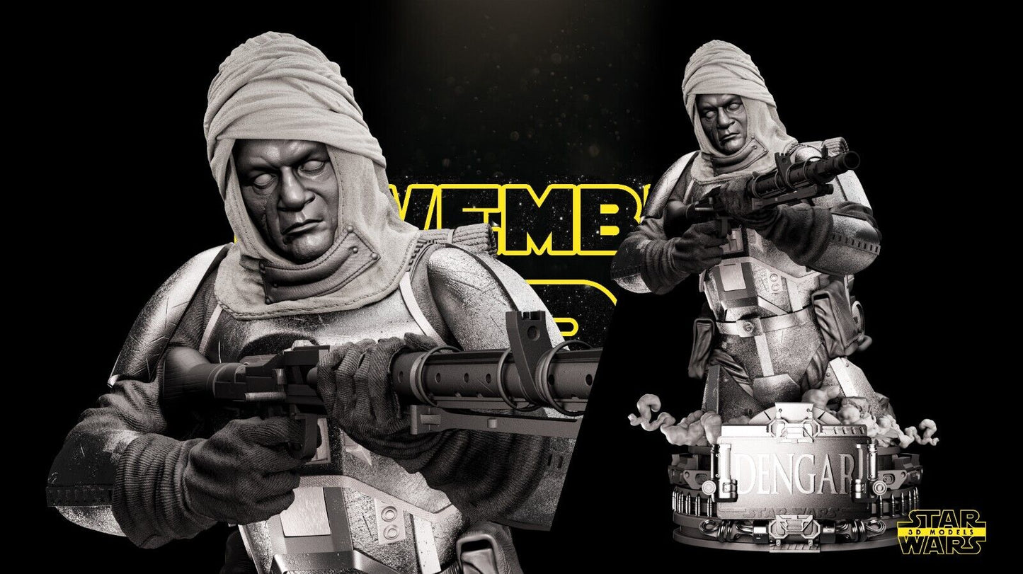 Dengar Star Wars themed 3D Bust Sculpture by SW3D