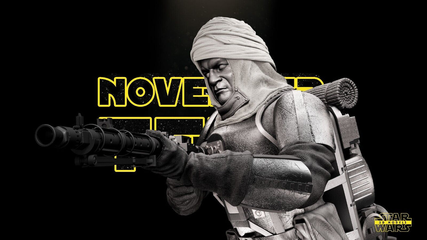 Dengar Star Wars themed 3D Bust Sculpture by SW3D