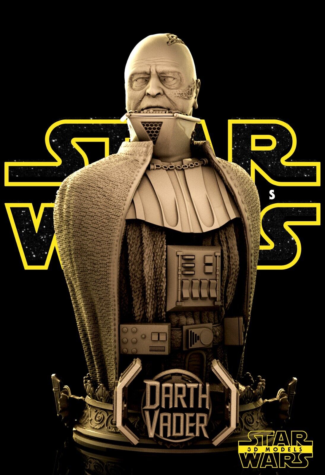Darth Vader Star Wars themed 3D Bust Sculpture by SW3D
