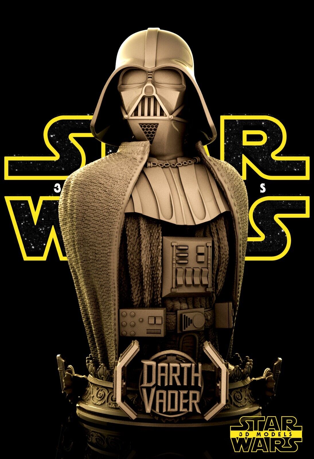 Darth Vader Star Wars themed 3D Bust Sculpture by SW3D