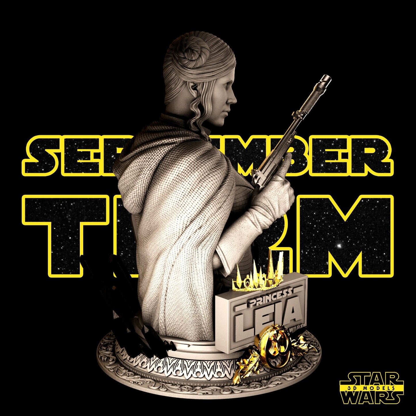 Princess Leia Star Wars themed 3D Bust Sculpture by SW3D