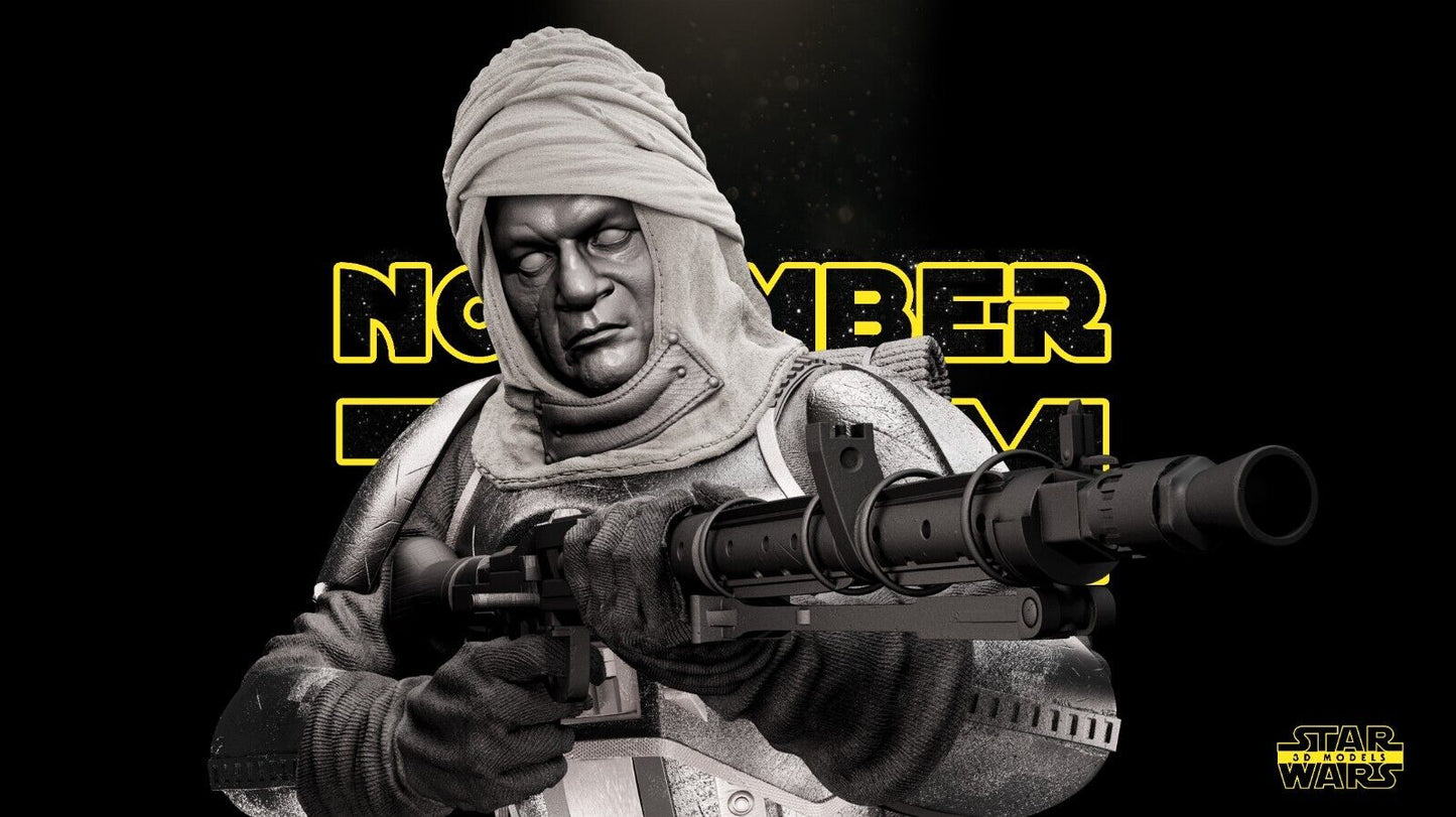 Dengar Star Wars themed 3D Bust Sculpture by SW3D