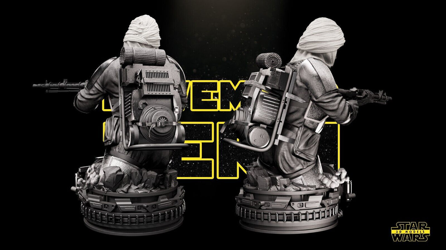 Dengar Star Wars themed 3D Bust Sculpture by SW3D