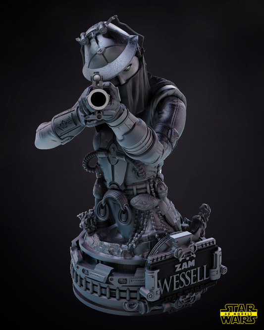 Zam Wesell Star Wars themed 3D Bust Sculpture by SW3D