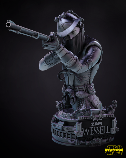 Zam Wesell Star Wars themed 3D Bust Sculpture by SW3D