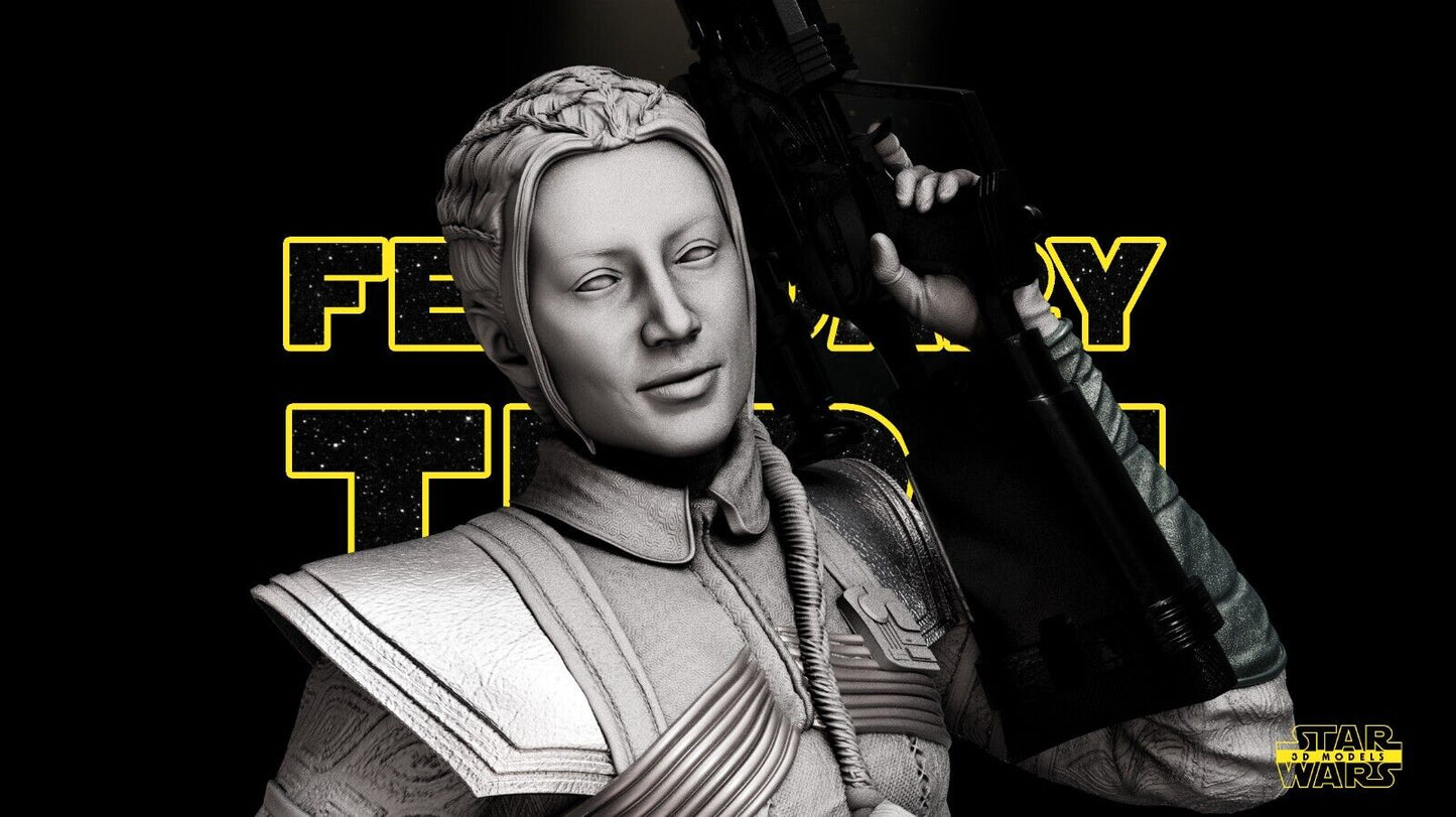 Fennec Shand Star Wars themed 3D Bust Sculpture by SW3D