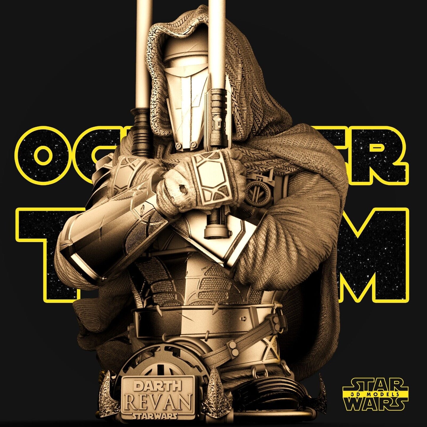 Darth Revan Star Wars themed 3D Bust Sculpture by SW3D