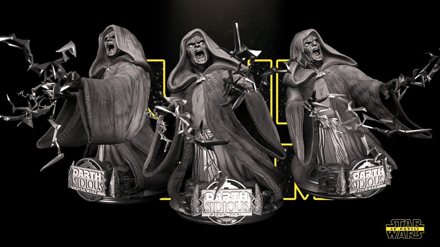 Darth Sidious (Palpatine) Star Wars themed 3D Bust Sculpture by SW3D
